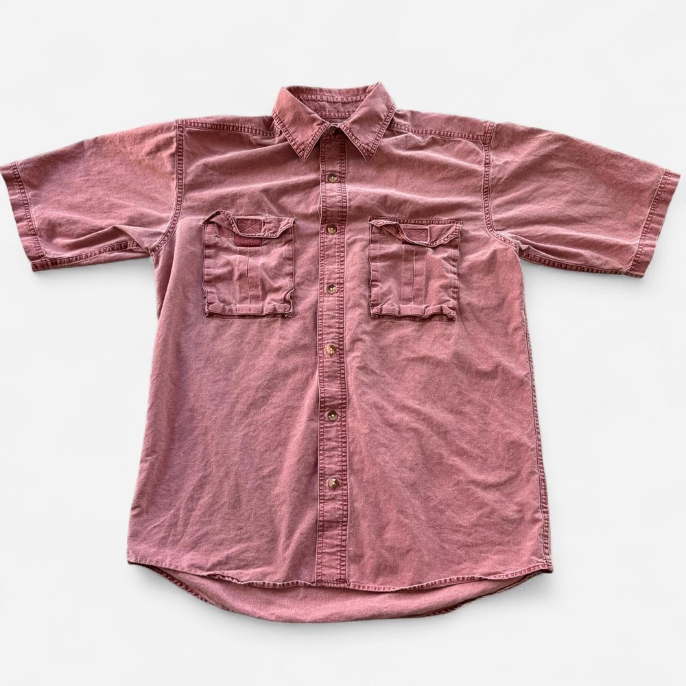 Vintage RedHead faded burgundy utility shirt, short sleeve, size M